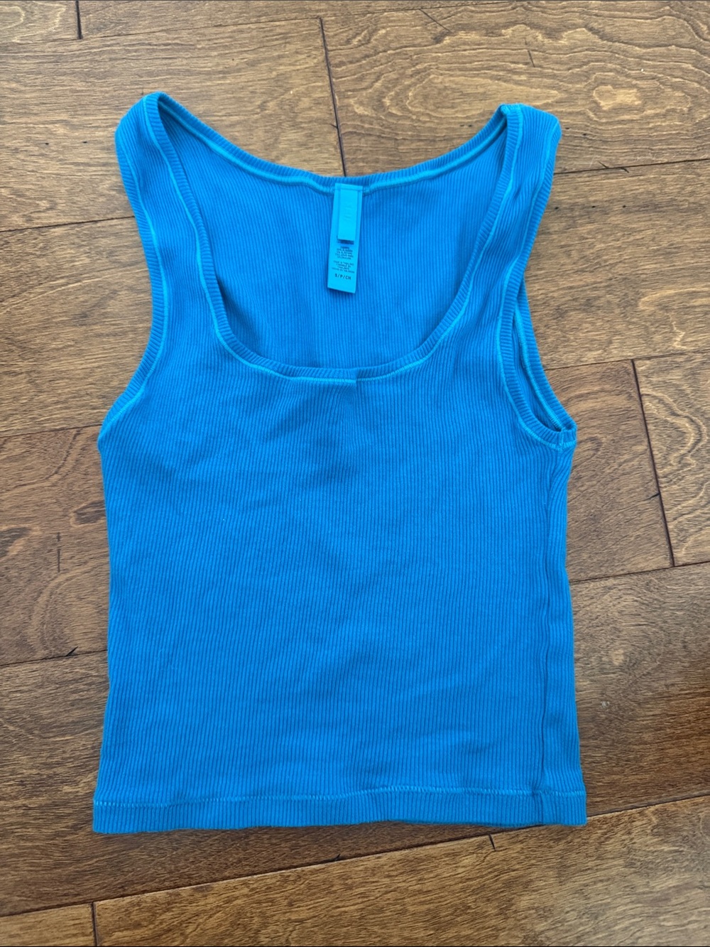 SKIMS Turquoise Ribbed Scoop Tank Top